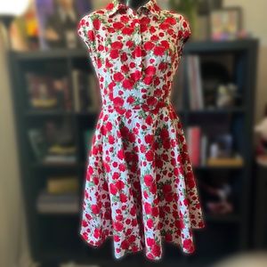 Maggie Tang Vintage Red Floral Rockabilly Dress